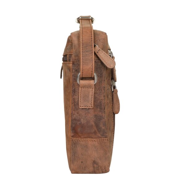 Leather Crossbody Sling Bag in Brown Hunter–Unisex Shoulder Bag Travel Daily Use - Picture 9 of 11